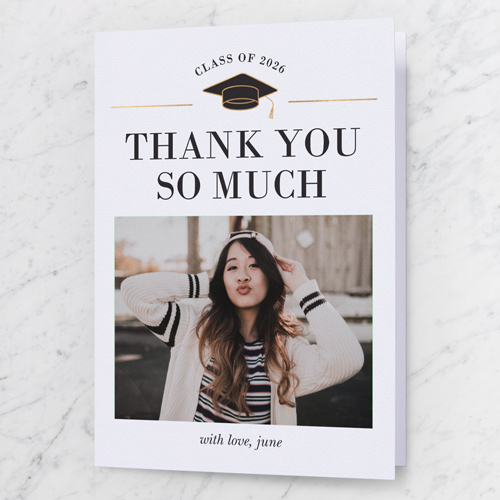 Little Cap Thank You Card, White, 3x5, Matte, Folded Smooth Cardstock, White