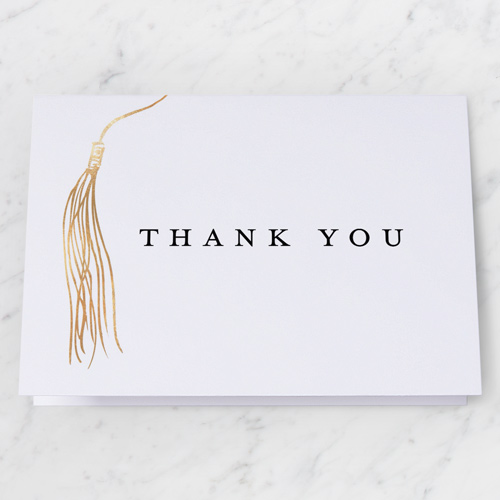 Drawn Tassel Thank You Card, Blue, 3x5, Matte, Folded Smooth Cardstock