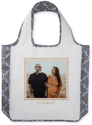 Boho Frame Reusable Shopping Bag, Classic Mosaic, Brown