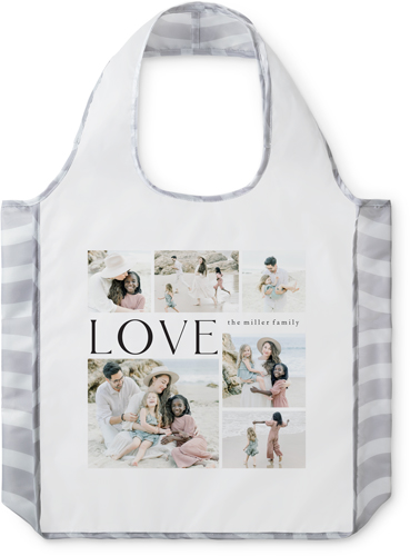 Classic Love Collage Reusable Shopping Bag, Arches, Black