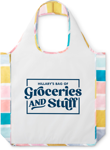 Groceries N Stuff Reusable Shopping Bag, Stripe, Blue