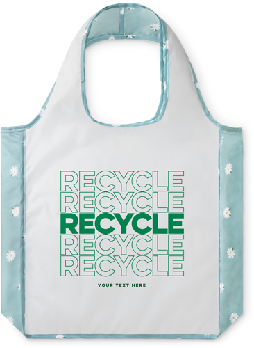 Recycle Repeat Reusable Shopping Bag, Floral, Green