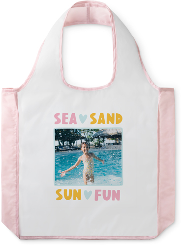 Sea Sand Sun Reusable Shopping Bag, Blush, Yellow