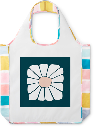 Graphic Floral Reusable Shopping Bag, Stripe, Multicolor