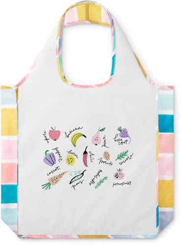 Produce Doodles Reusable Shopping Bag, Stripe, Multicolor