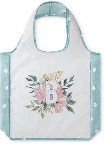 Floral Initial Reusable Shopping Bag, Floral, Pink