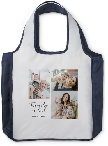Family Gallery of Three Reusable Shopping Bag, True Blue, Multicolor