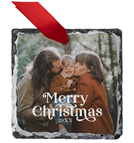 Contemporary Greetings Slate Ornament, White, Square