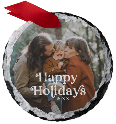 Contemporary Greetings Slate Ornament, Gray, Circle, gray