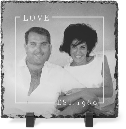 Love Border Slate Plaque, 8x8, White, white