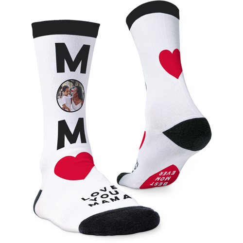 Heart Best Mom Ever Custom Socks, Red