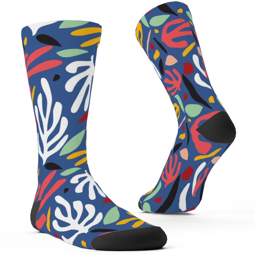 Matisse Style Leaves - Multi Custom Socks, Multicolor