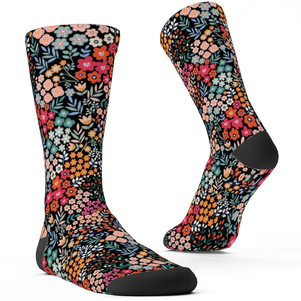 Summer Flower Custom Socks, Multicolor