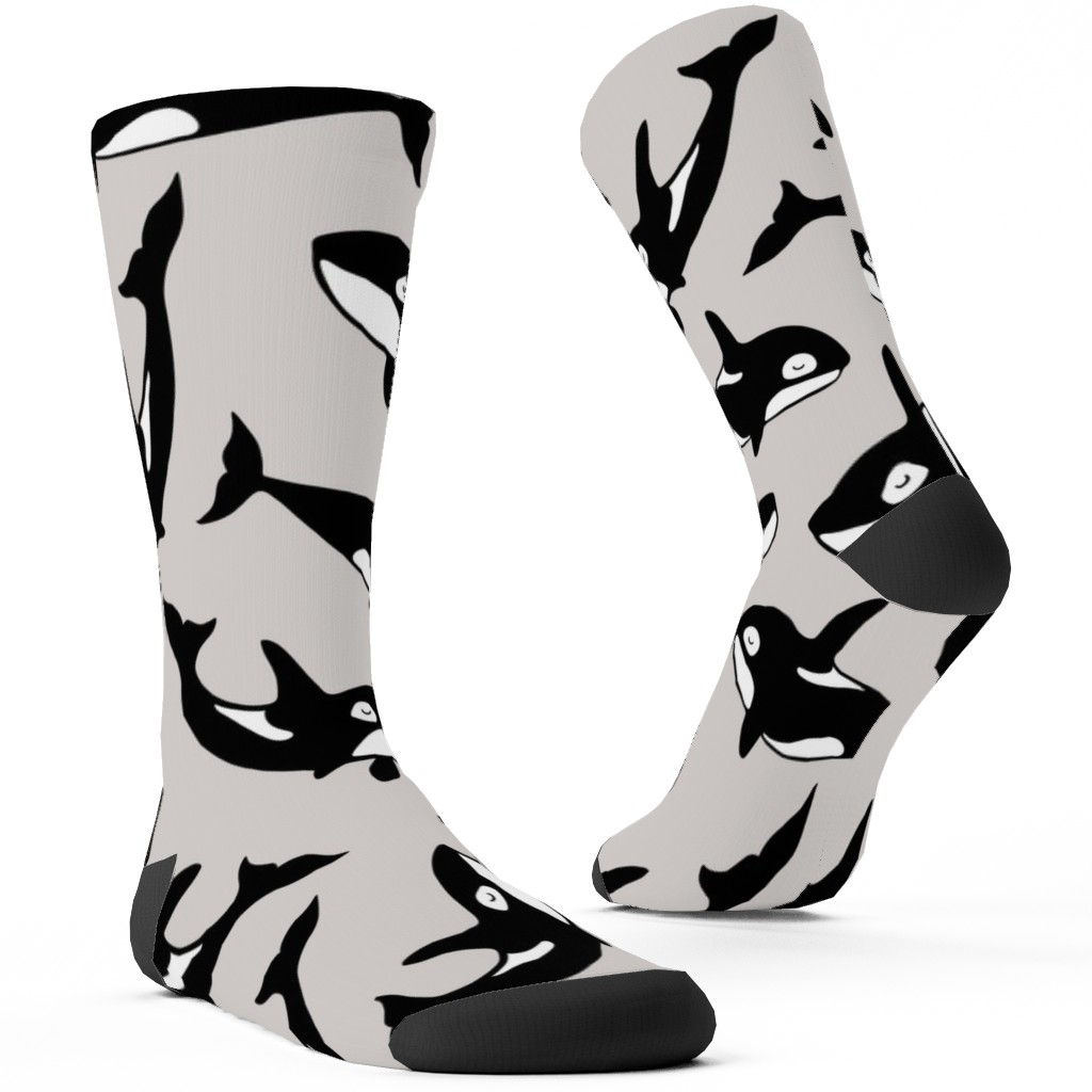 Orca Custom Socks, Beige, Smoke