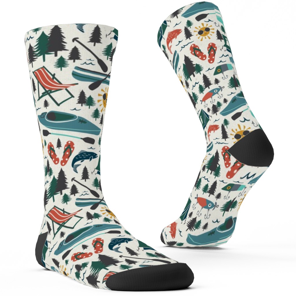 Lake Life Custom Socks, Multicolor, Whisper Gray