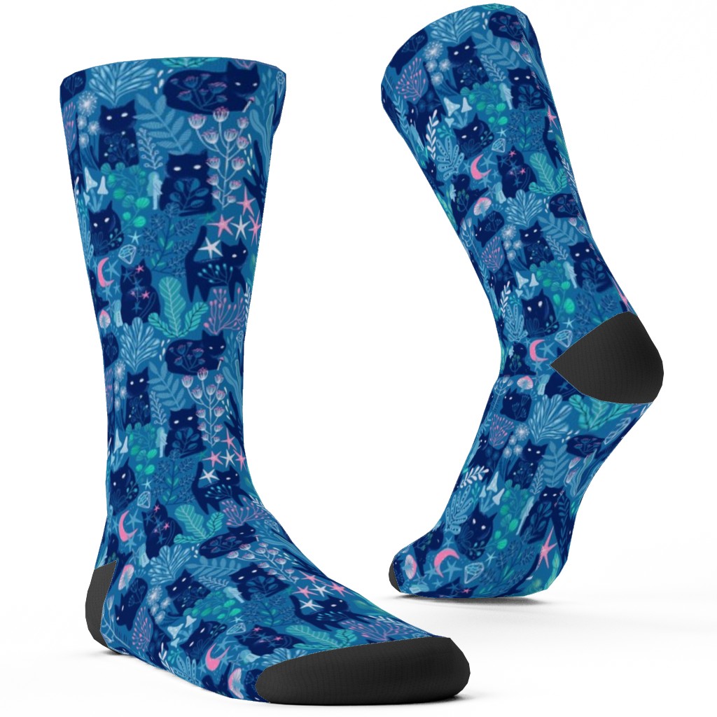 Meowgical Friends - Multicolor Custom Socks, Blue