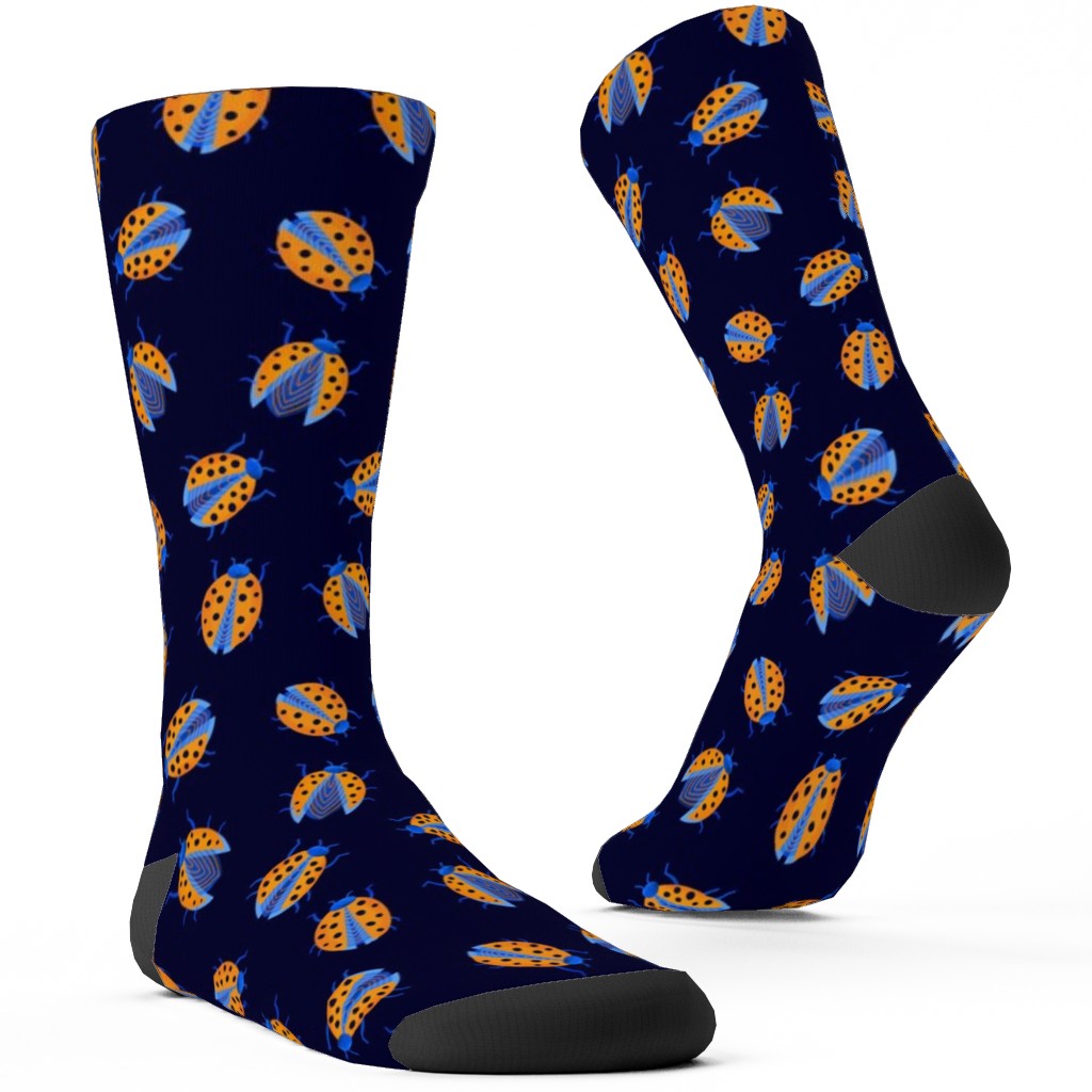 Classic Ladybugs Custom Socks, Blue, Cerulean