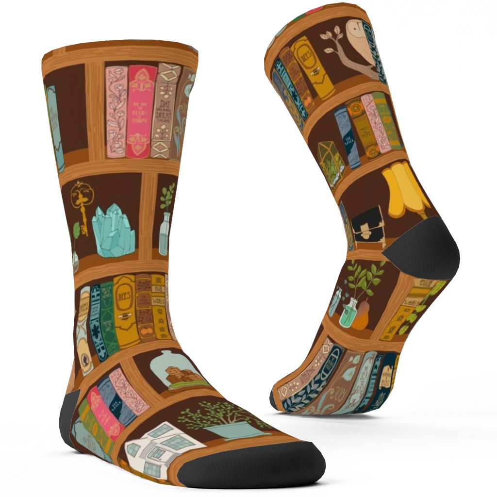 a Treasured Library Custom Socks, Multicolor, Cacao