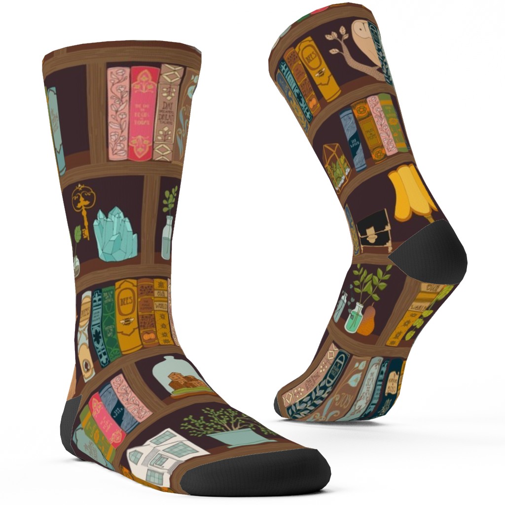 a Treasured Library Custom Socks, Multicolor, Hunter