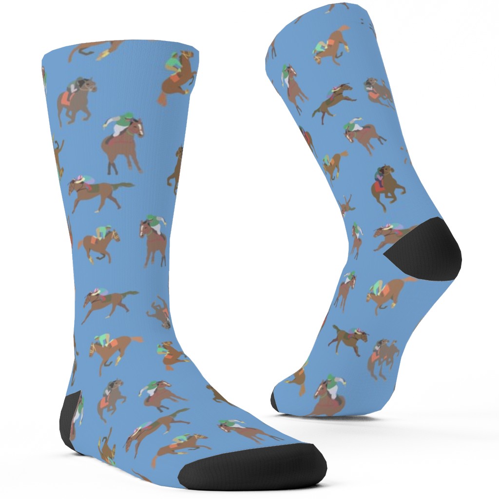 Horses Running Custom Socks, Blue