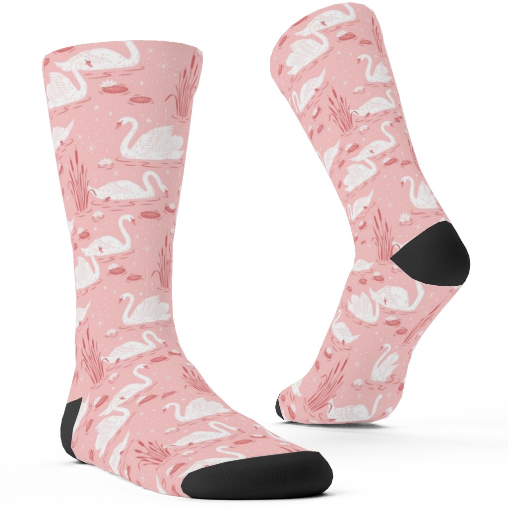 Summer Swans Custom Socks, Pink, Bloom