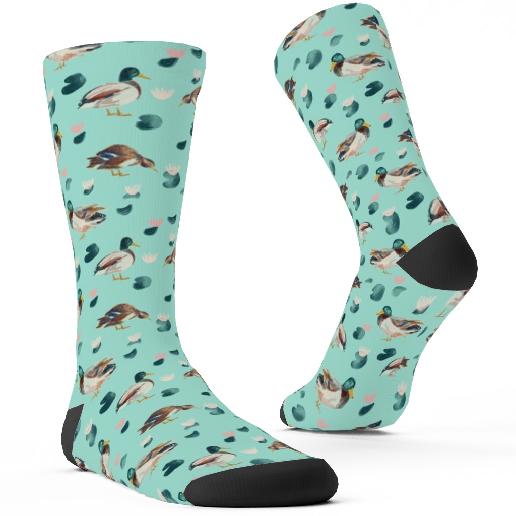 Mallard Ducks Custom Socks, Green, Frost