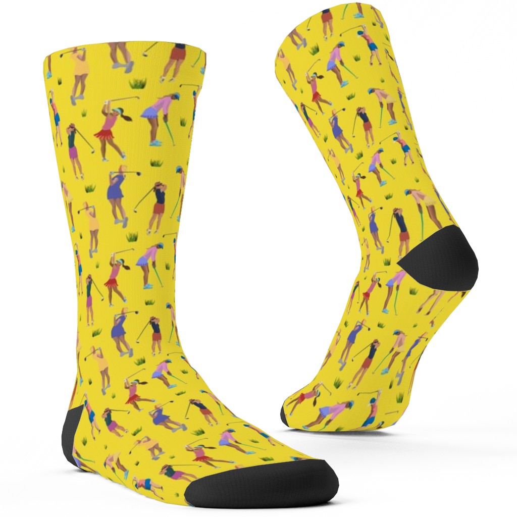 Golf Girls Custom Socks, Yellow, Sunshine