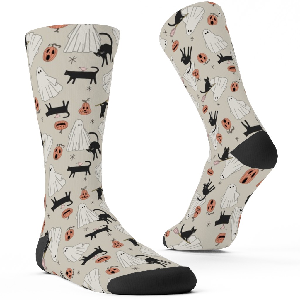 Spooky Halloween Custom Socks, Beige