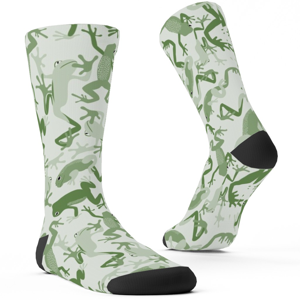 All the Frogs Custom Socks, Green, Sage Shadow