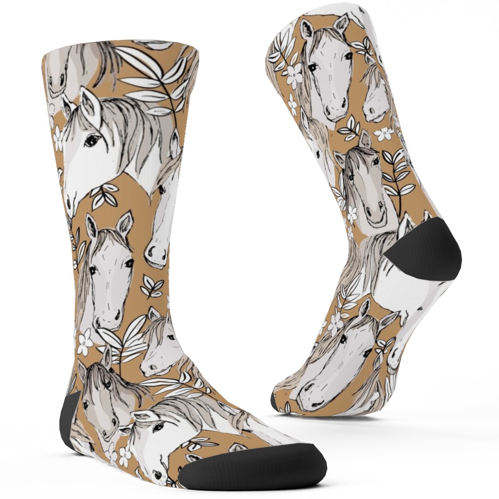 Wild Horses Custom Socks, Brown
