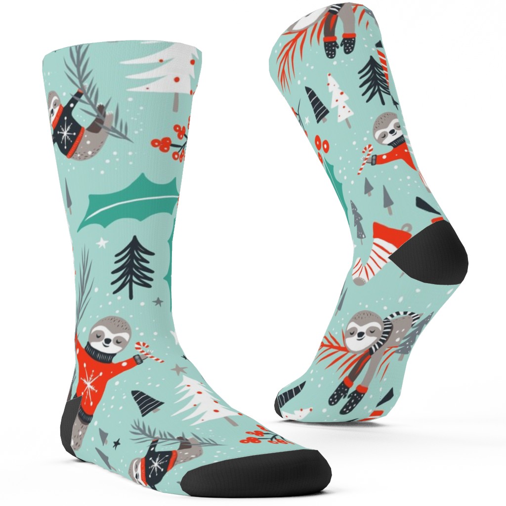 Slothy Holidays Custom Socks, Multicolor
