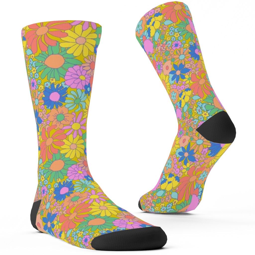 Groovy Meadow - Multi Custom Socks, Multicolor