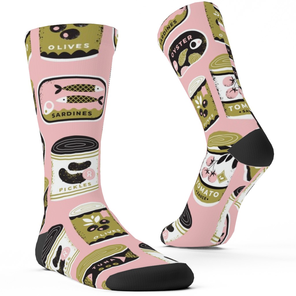 Canned Goods Custom Socks, Pink, Priscilla