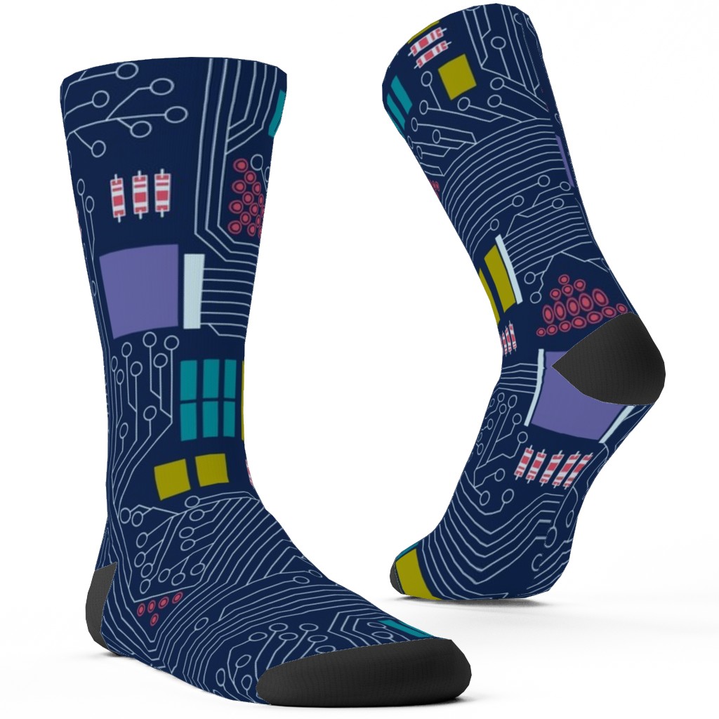 Motherboard Computer Science Custom Socks, Blue