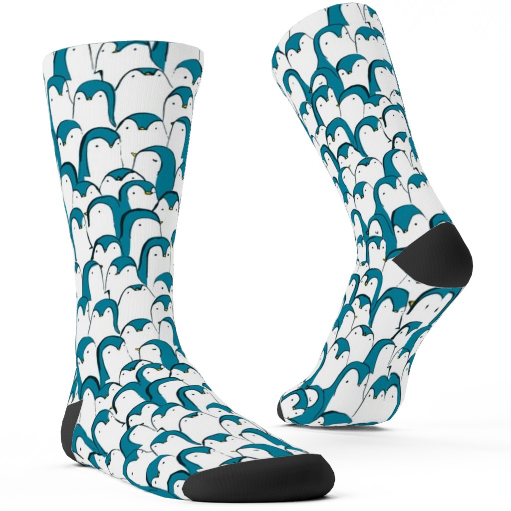 Penguin Huddle Custom Socks, Blue