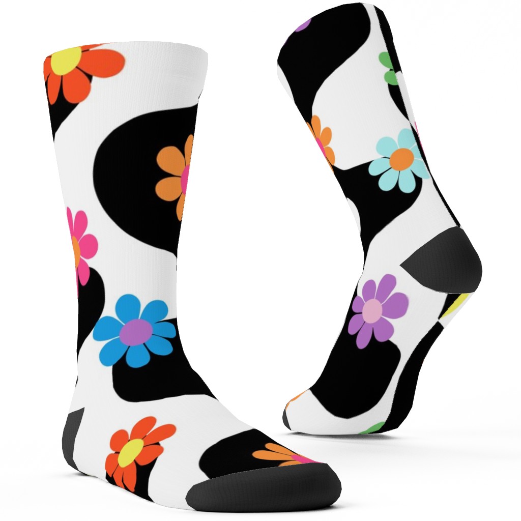 Groovy Daisy Rainbow Custom Socks, Multicolor