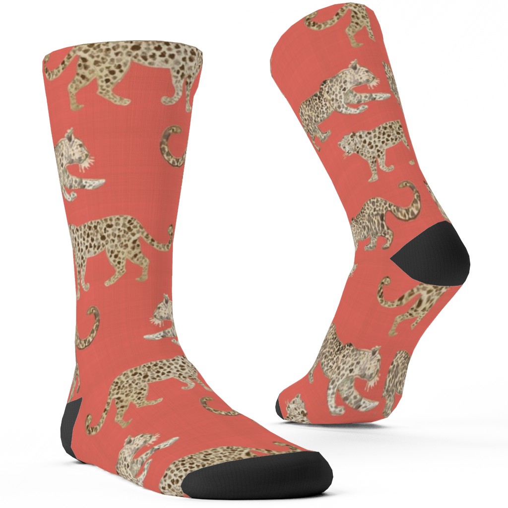 Leopard Parade Custom Socks, Orange, Tulip