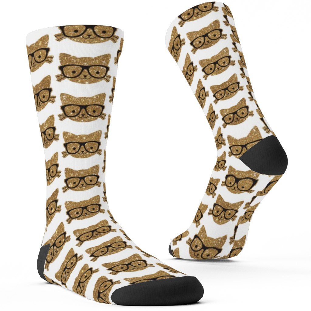 Sparkle Kitties Custom Socks, Beige