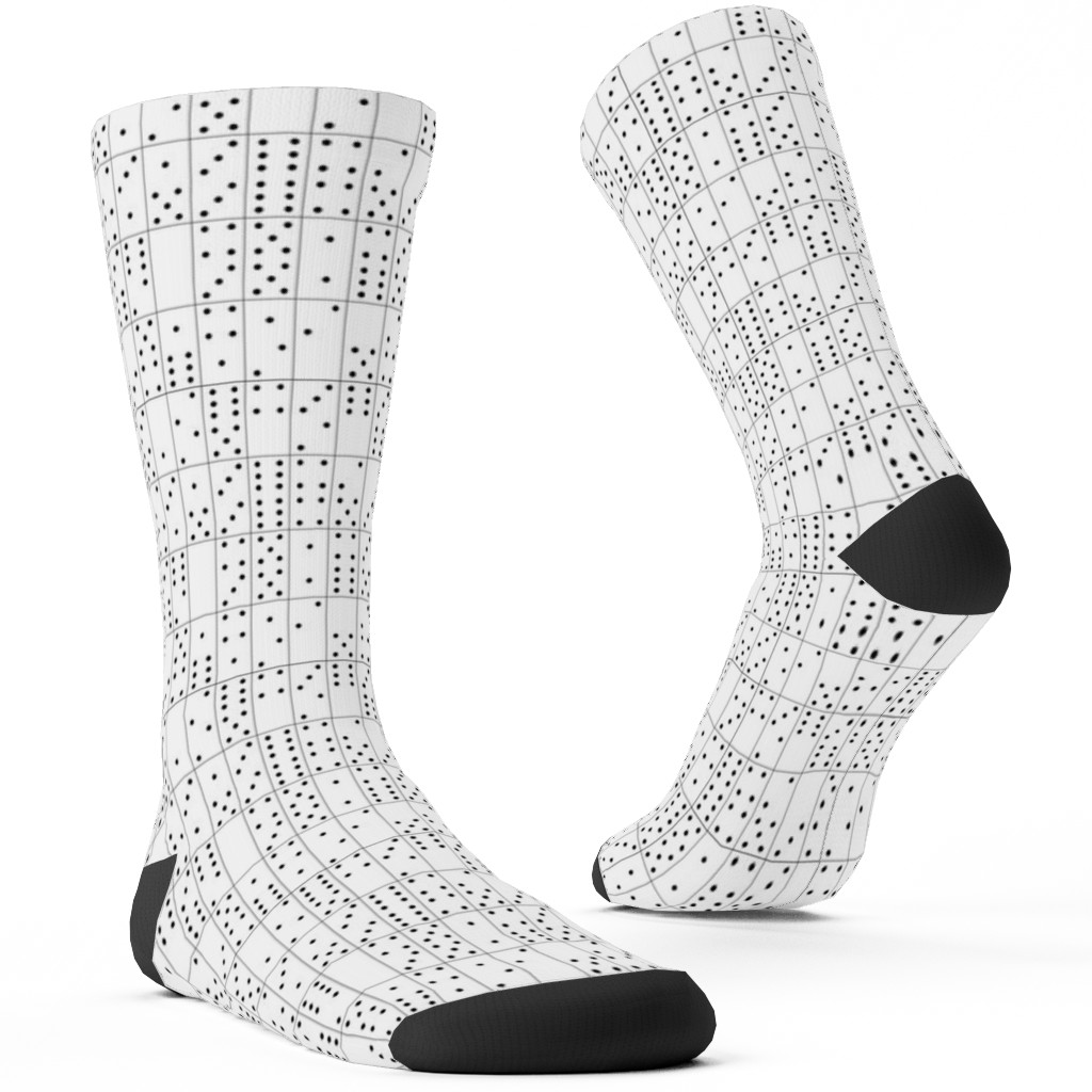 Domino Universe - Black and White Custom Socks, White