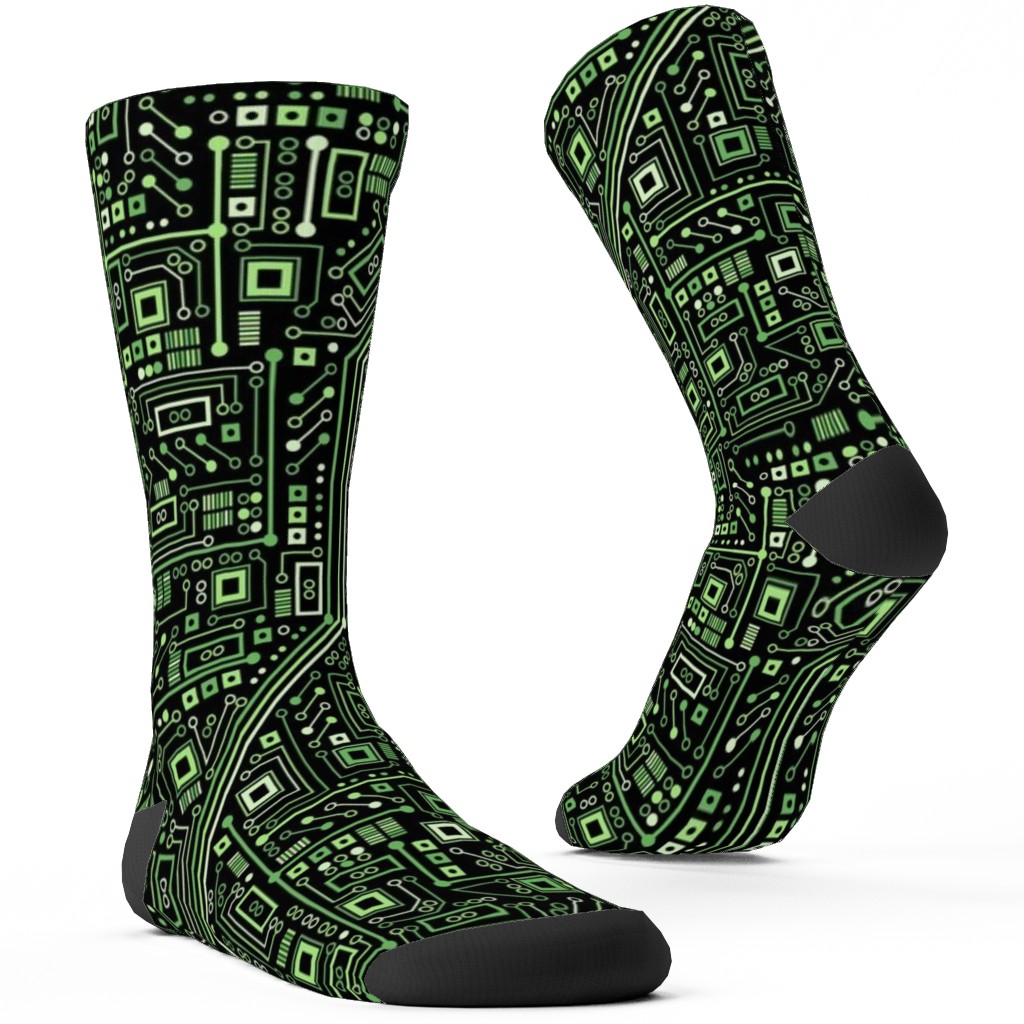 Short Circuits Custom Socks, Green, Tropical