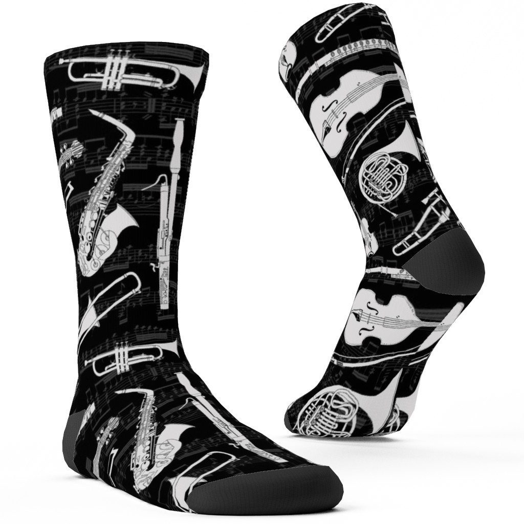 Musical Instruments Custom Socks, Black