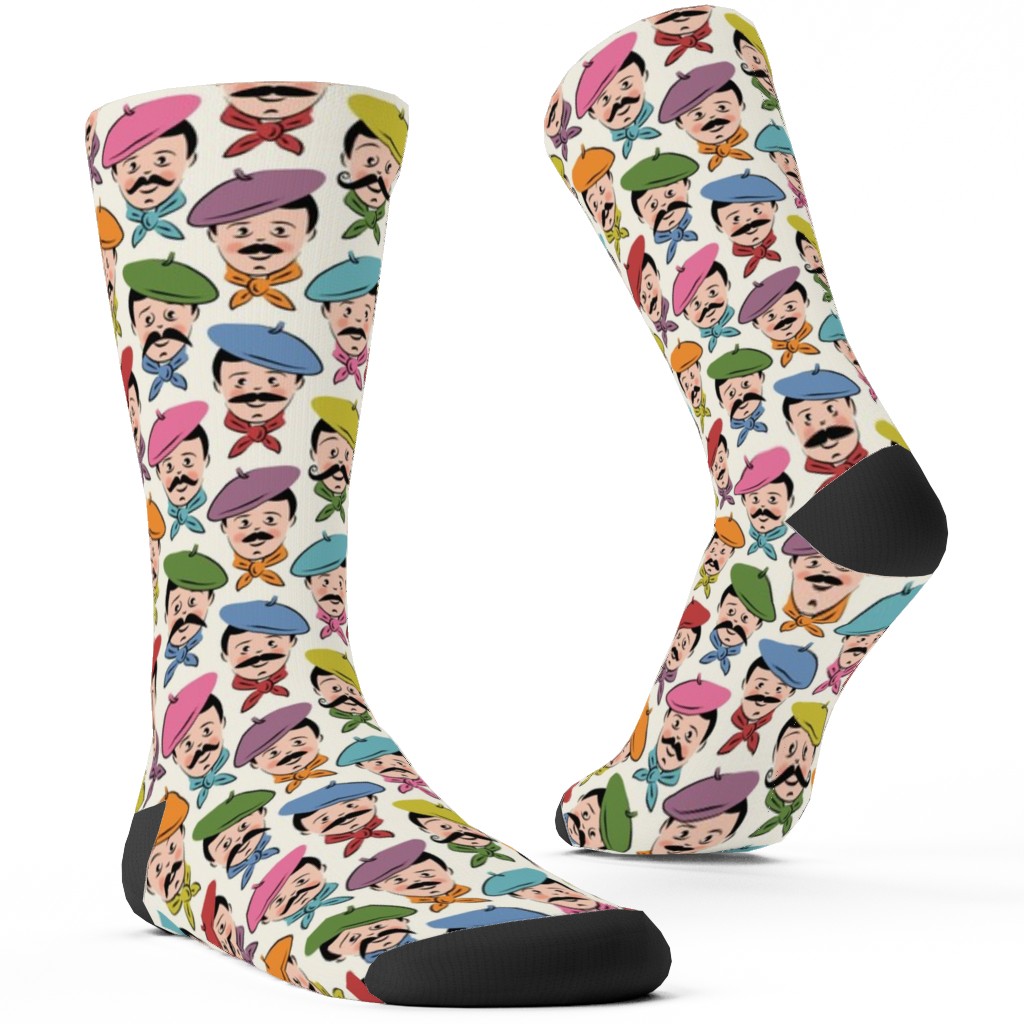 Men With Mustaches and Bandanas - Multi Custom Socks, Multicolor