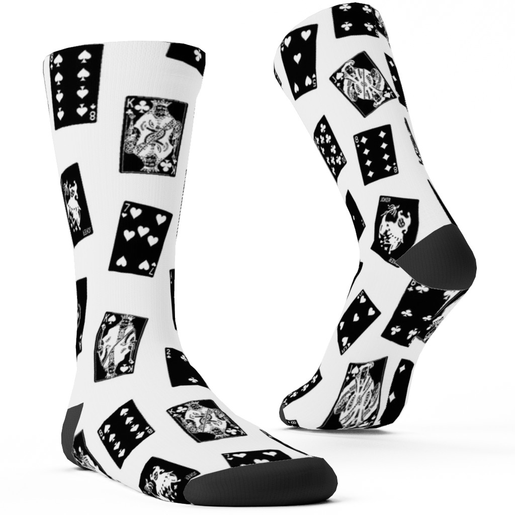 Scattered Playing Cards Custom Socks, Black