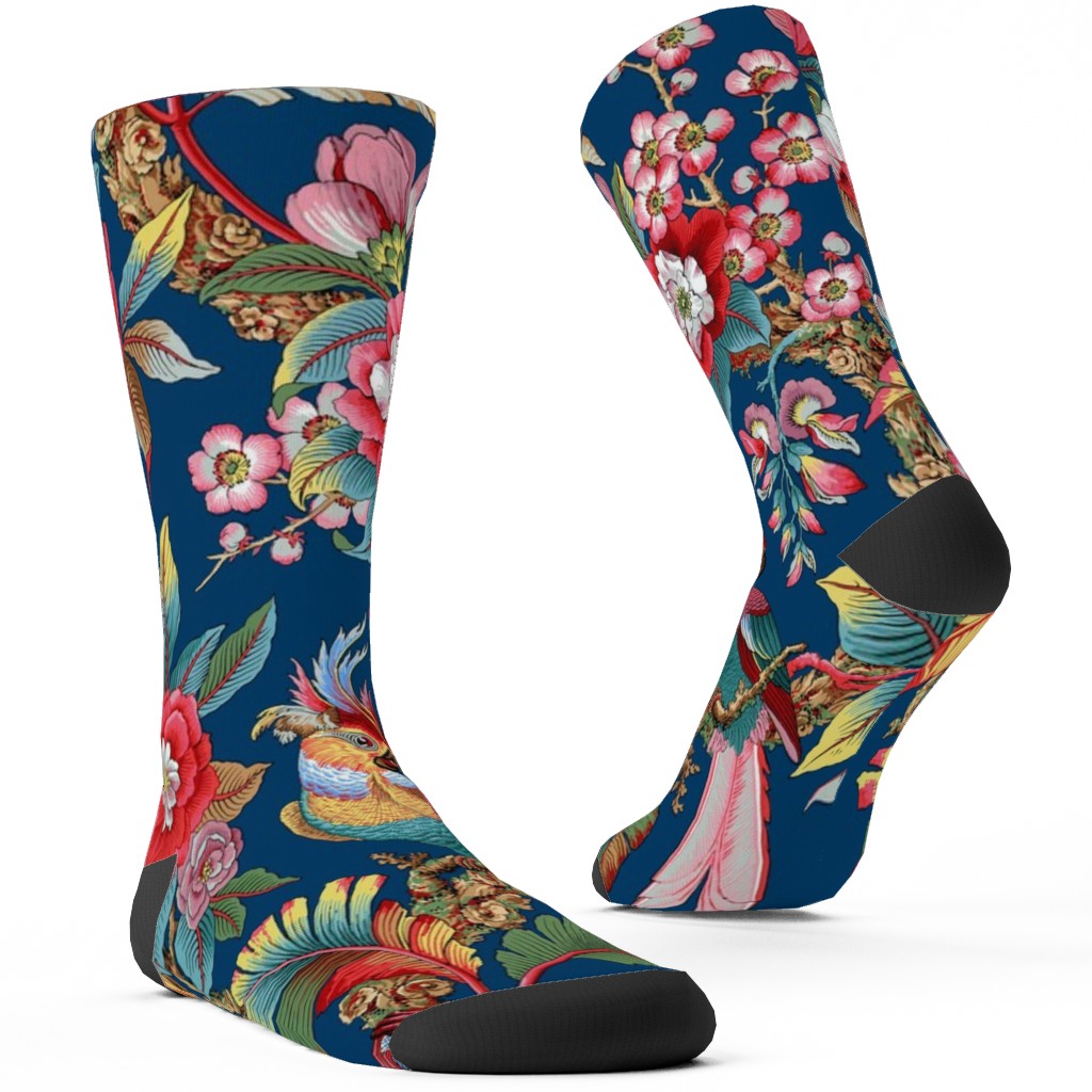 Edwardian Parrot - Bright Custom Socks, Multicolor