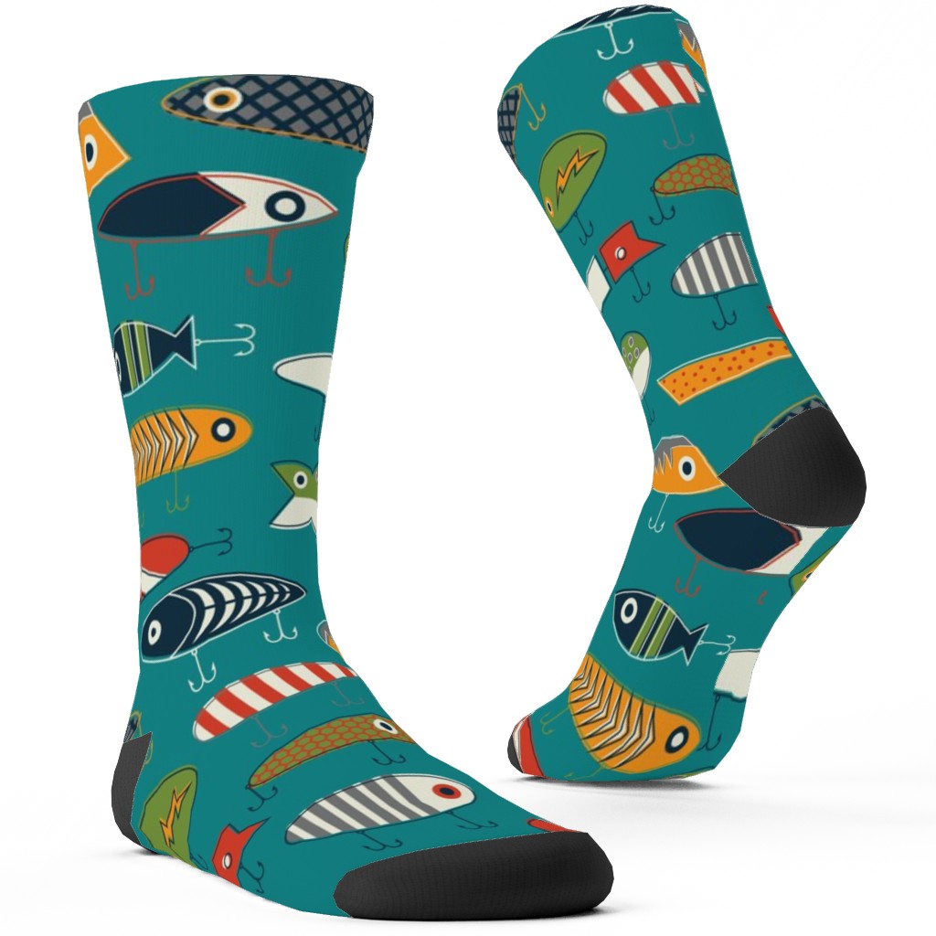 Hooked Up Custom Socks, Multicolor, Seascape