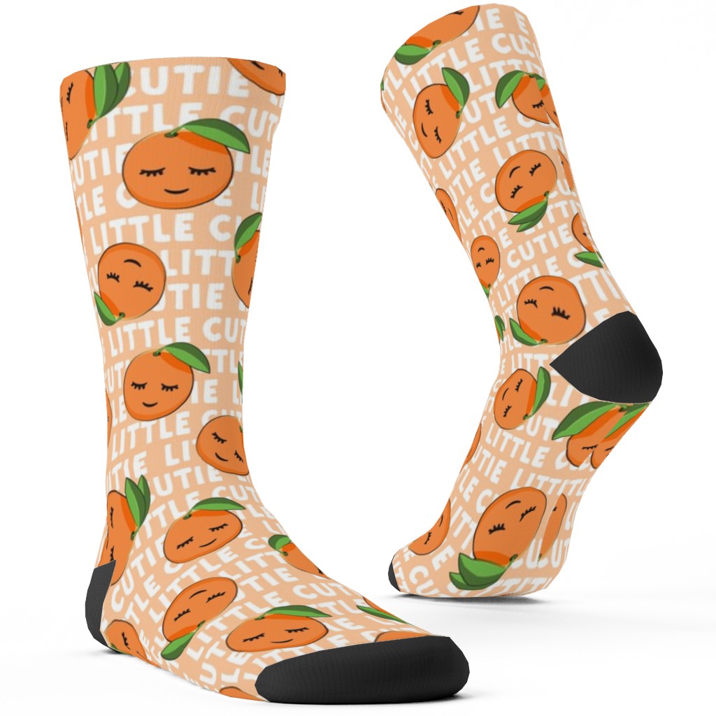 Little Cutie - Happy Oranges - Orange Custom Socks, Orange