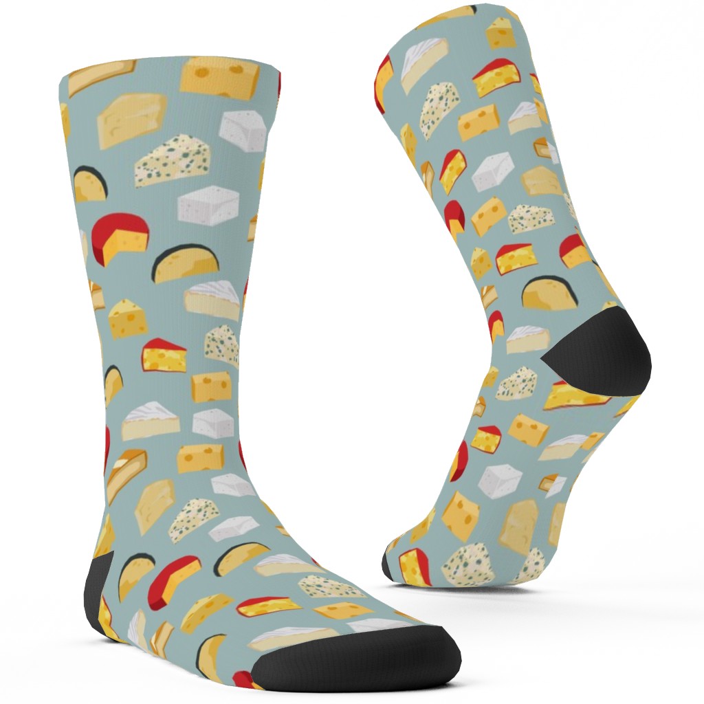 Cheeses Foodie - Blue Custom Socks, Multicolor