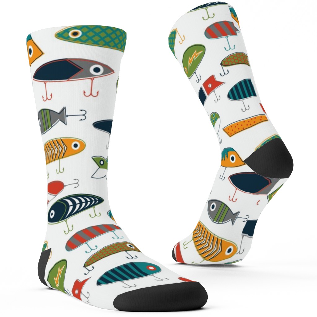 Hooked Up Custom Socks, Multicolor, White
