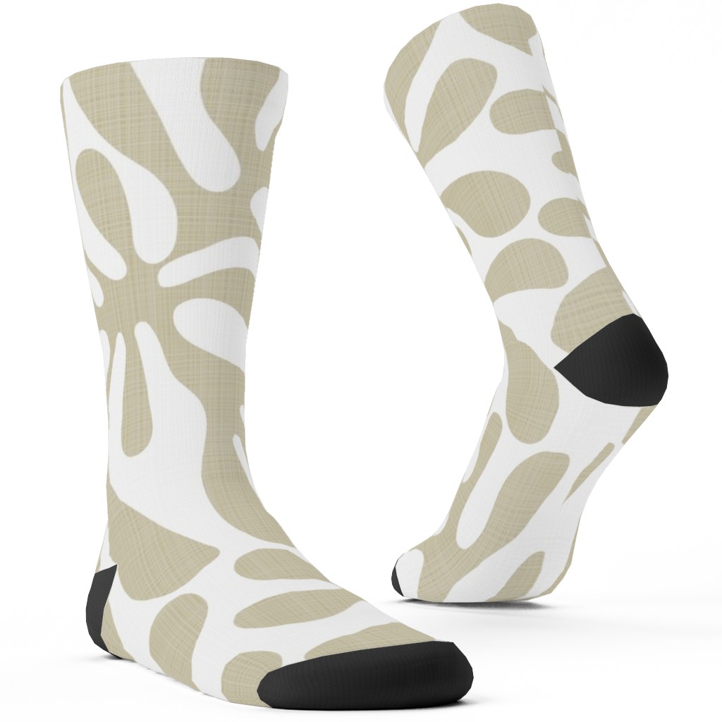 Block Print Texture Custom Socks, Beige, Wheat