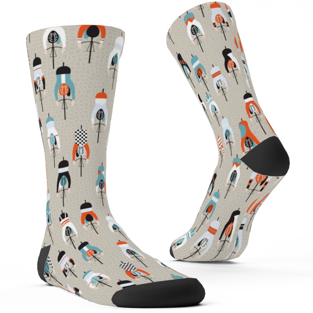 Cycling - Multicolor Custom Socks, Beige, Pearl